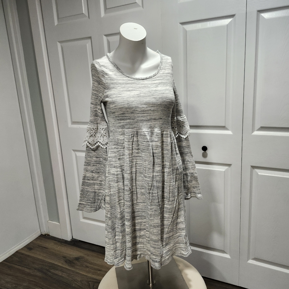 Les Soeurs Sz L Elegant Gray Long Sleeve Dress